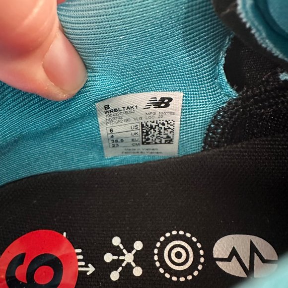 New Balance Size 6 WRBL TAK1 Fuelcell Rebel Tr V1 Black/Summer Aqua/Cyber Lilac - Picture 5 of 16
